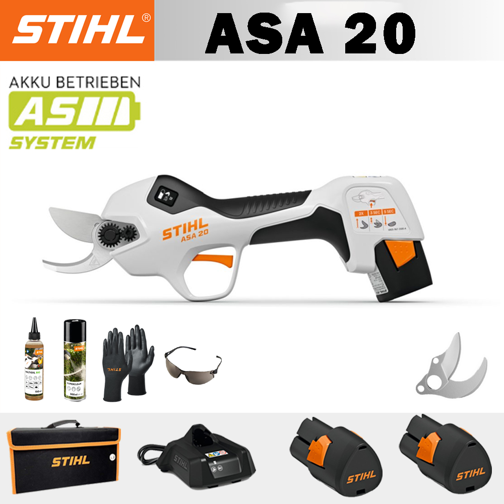 【STIHL】 ASA20*1, bateria de lítio*2, caixa de armazenamento*1, cabeçal de corte*1, carregador*1